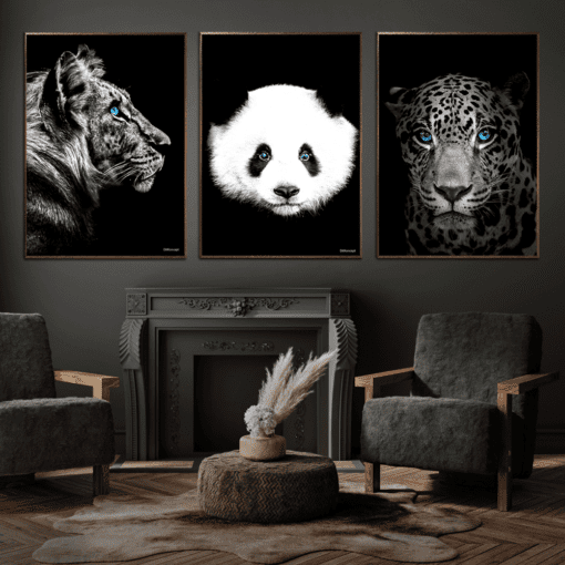 Panda-plakat-Tiger-Løve